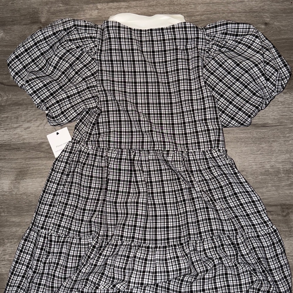 English Factory plaid A-line tiered midi dress - Picture 10 of 13